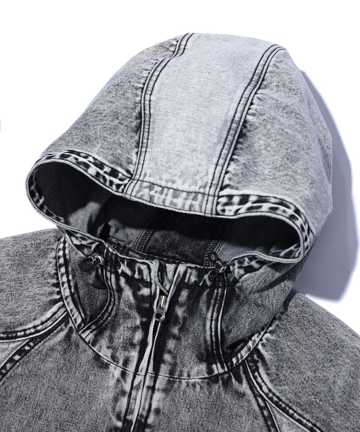 크리틱(CRITIC) COLOR BLOCK HOOD DENIM JACKET LIGHT GREY
