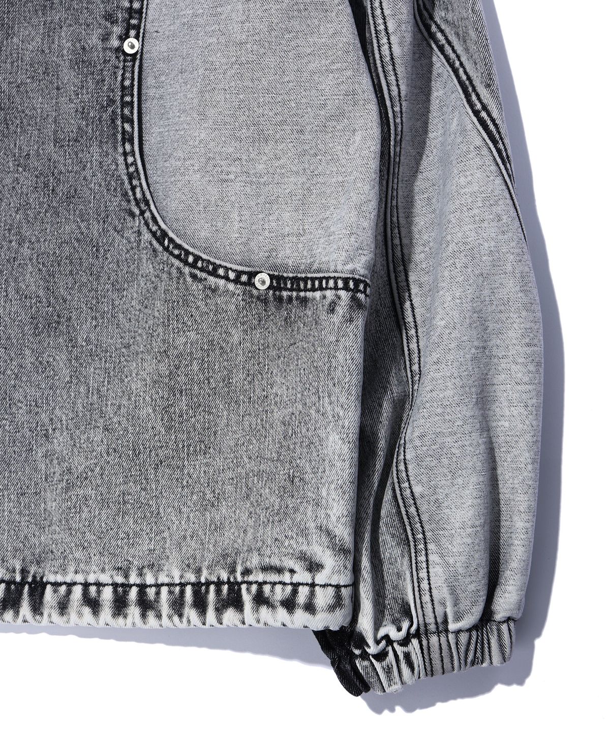 크리틱(CRITIC) COLOR BLOCK HOOD DENIM JACKET LIGHT GREY