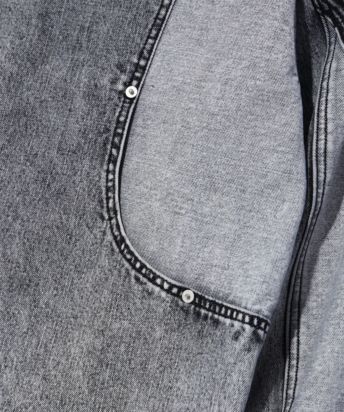 크리틱(CRITIC) COLOR BLOCK HOOD DENIM JACKET LIGHT GREY