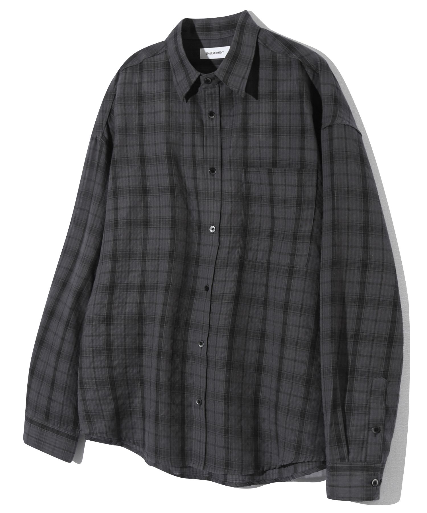 MUSINSA | BASEMOMENT Oversized check shirt charcoal