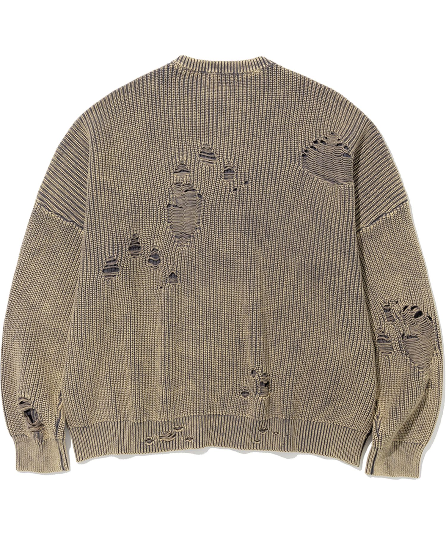 MUSINSA | NOT4NERD Pigment Dyeing Destroyed Knit Sweater - Charcoal