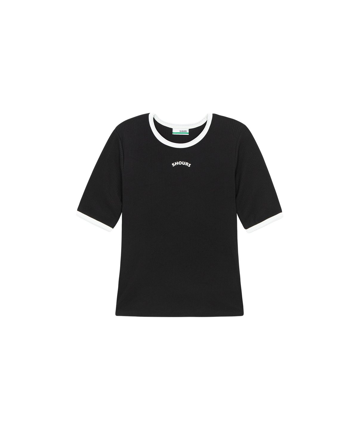 파이브아워스(5HOURS) TWO TONE RIBBED TOP_BLACK