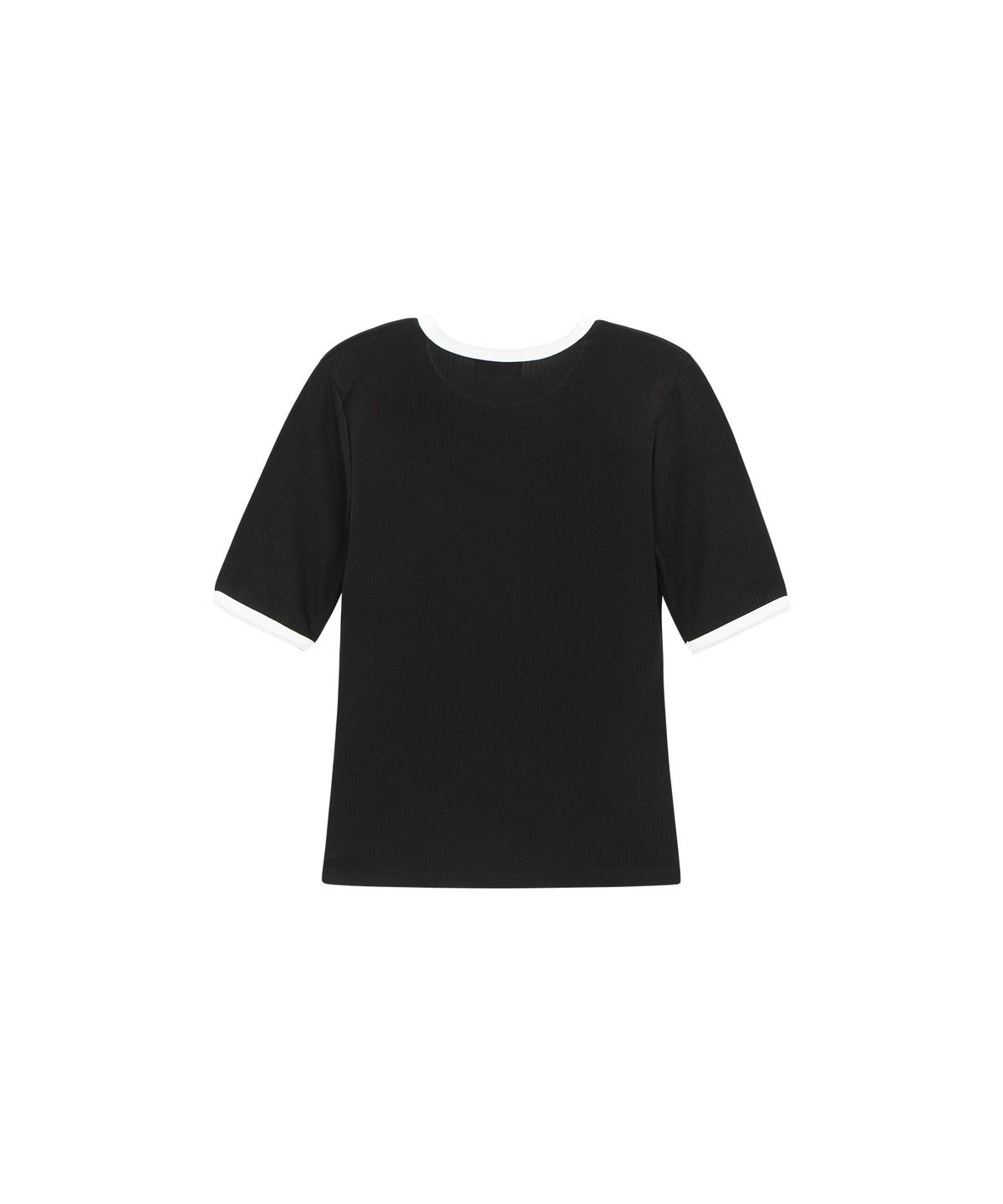 파이브아워스(5HOURS) TWO TONE RIBBED TOP_BLACK