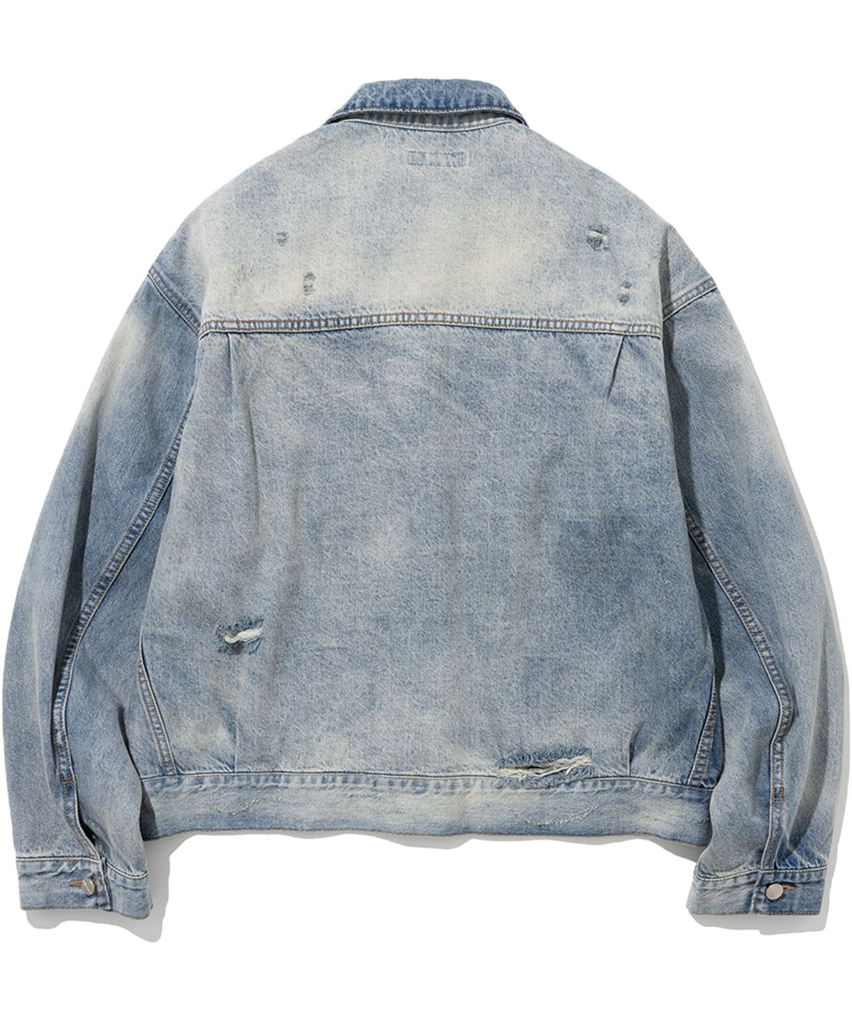 낫포너드(NOT4NERD) Dirty Wash Destroyed Denim Jacket - Light Blue