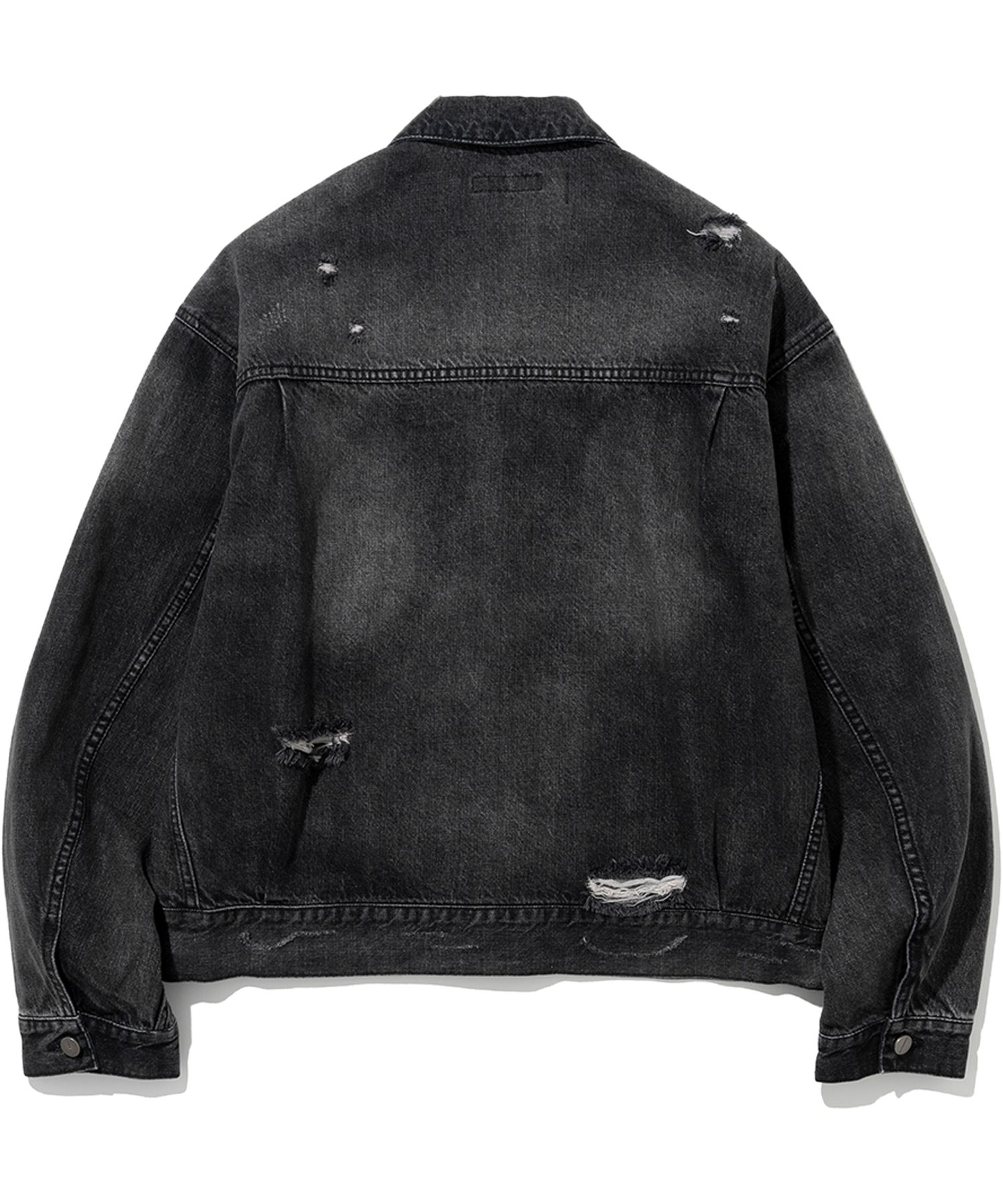 MUSINSA公式 | NOT4NERD Dirty Wash Destroyed Denim Jacket - Black