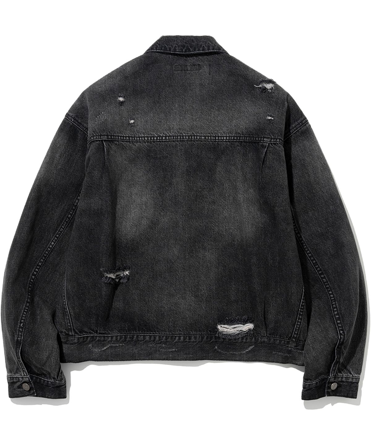 낫포너드(NOT4NERD) Dirty Wash Destroyed Denim Jacket - Black