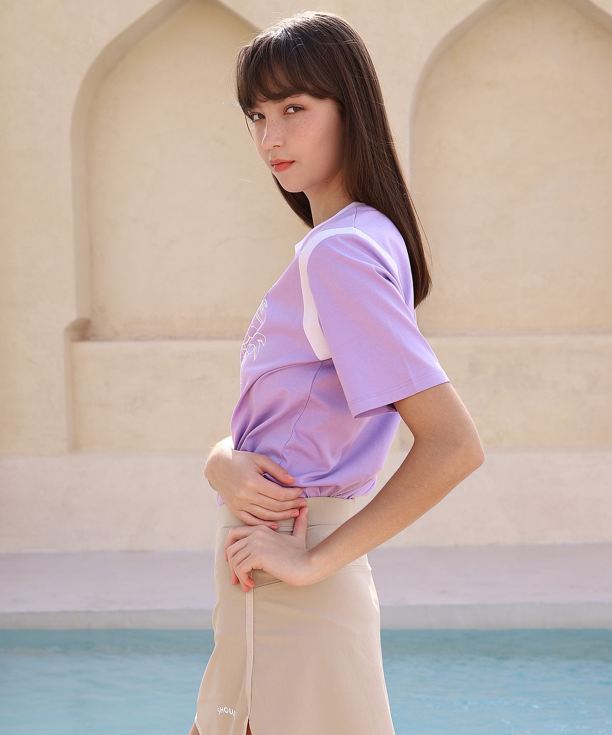 파이브아워스(5HOURS) MEW MEW BLOCK T-SHIRTS_LAVENDER