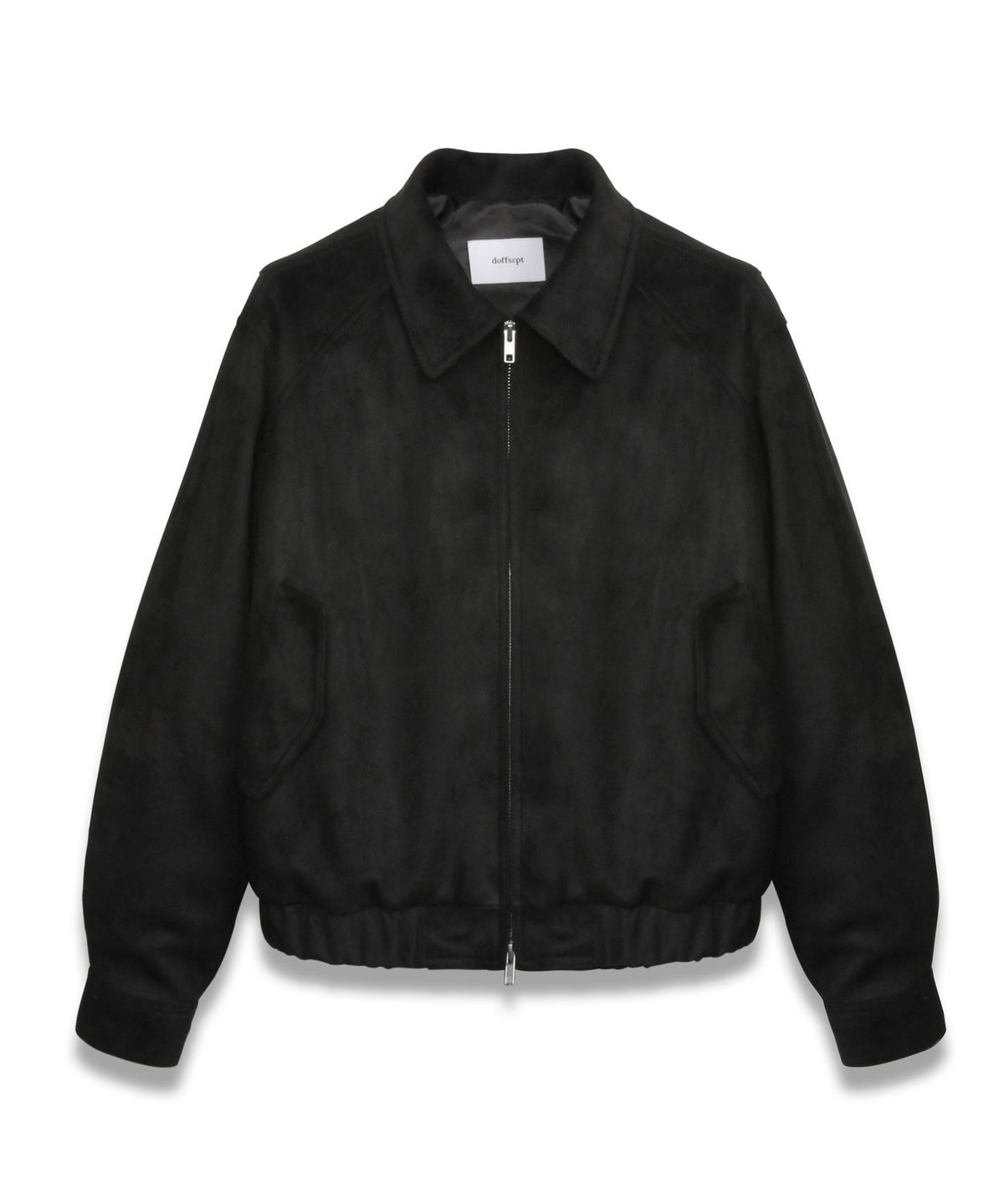 도프셉(DOFFSEPT) Vegan Leather Suede Crop Bomber in Black
