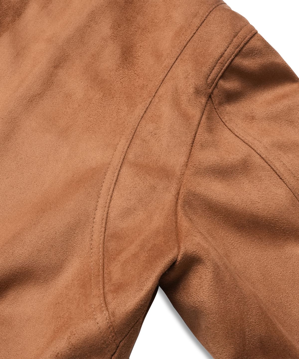 도프셉(DOFFSEPT) Vegan Leather Suede Crop Bomber in Camel