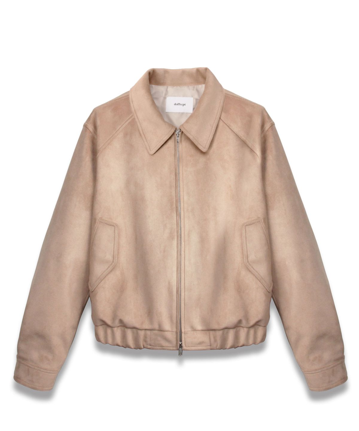 도프셉(DOFFSEPT) Vegan Leather Suede Crop Bomber in Beige