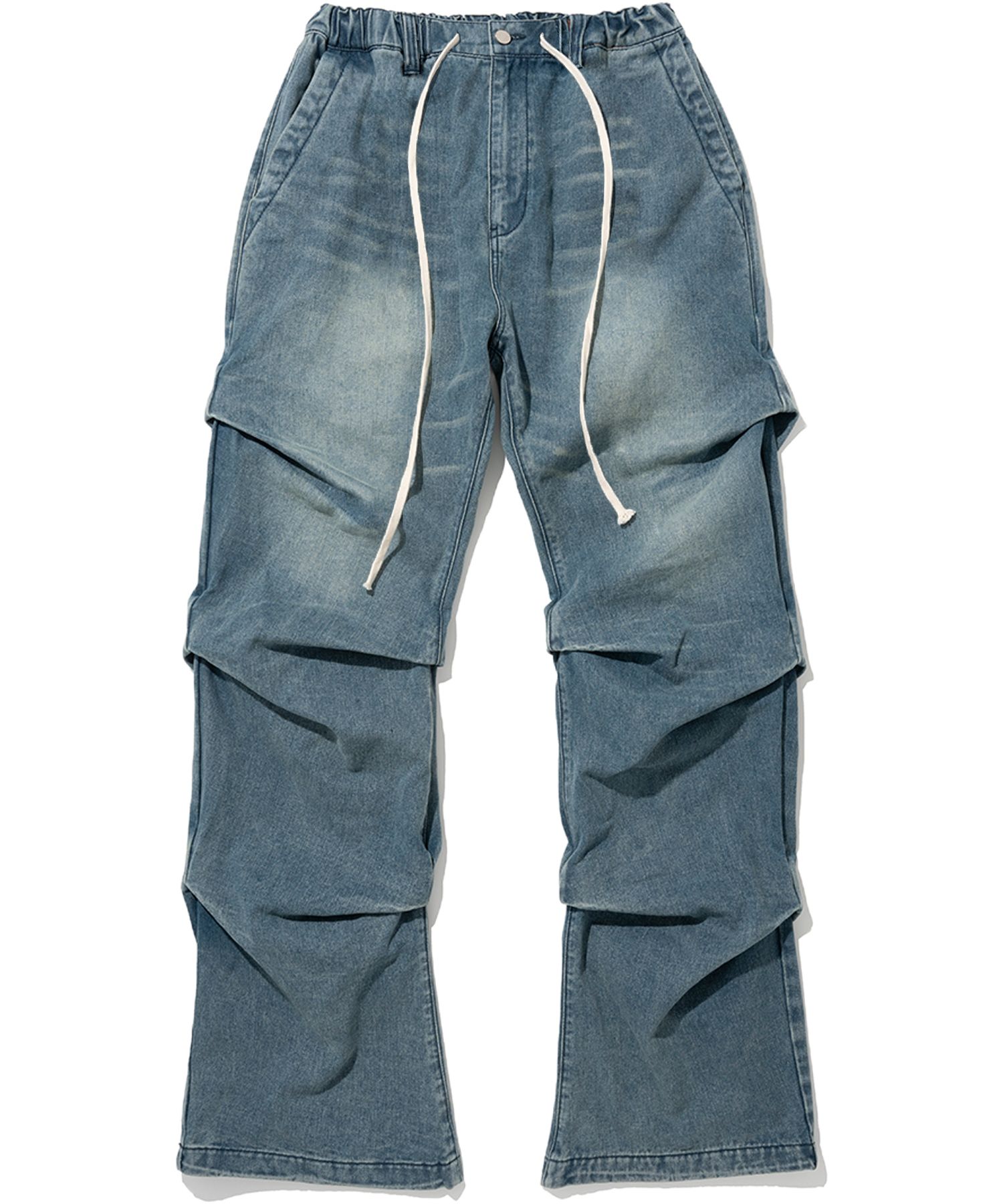 ☆NOT4NERD☆ Shirring Wide Leg Denim Pants Deep Blue PT097D MUSINSA | NOT4NERD Shirring Wide Leg Denim Pants - Deep Blue