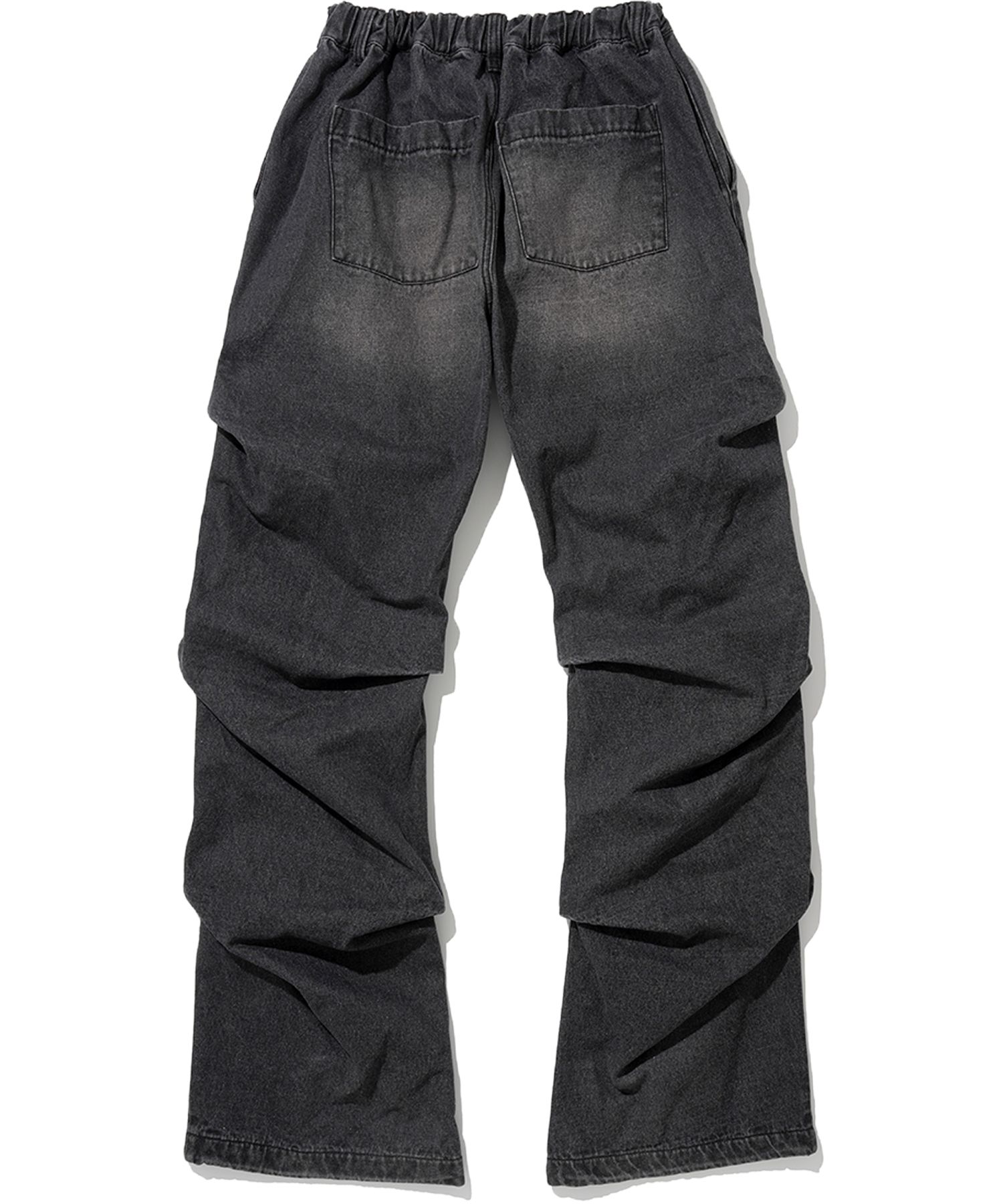 MUSINSA | NOT4NERD Shirring Wide Leg Denim Pants - Black