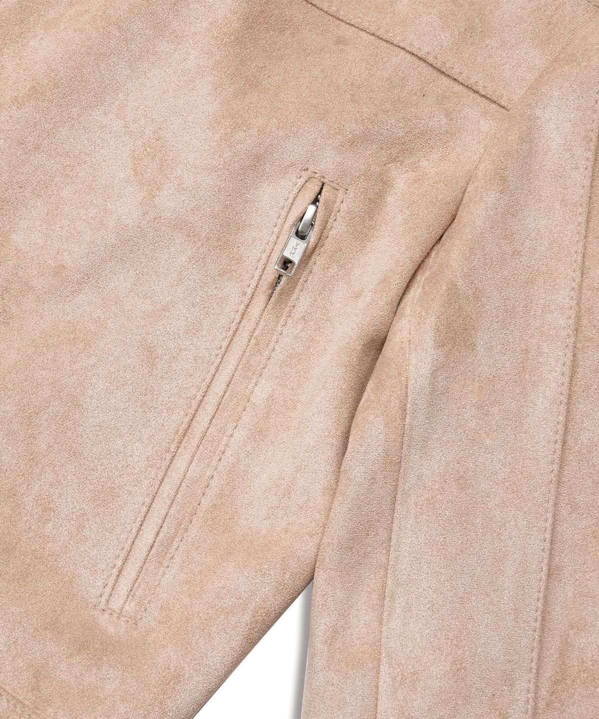 도프셉(DOFFSEPT) Vegan Leather Suede Racer Jacket in Beige