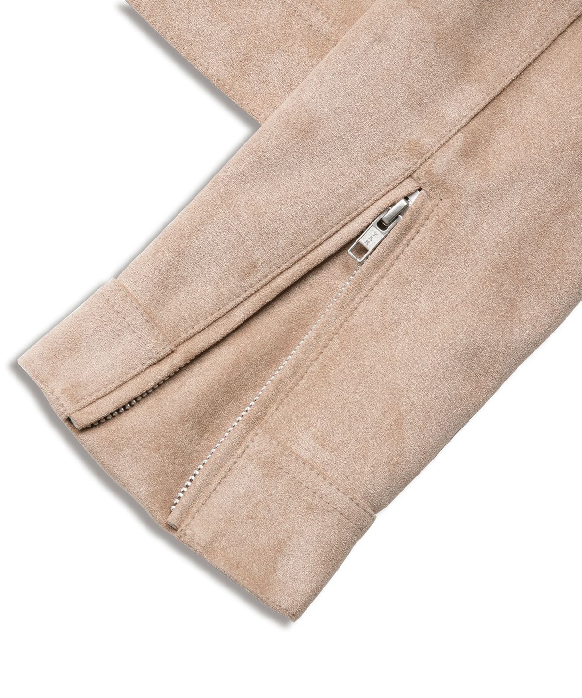 도프셉(DOFFSEPT) Vegan Leather Suede Racer Jacket in Beige