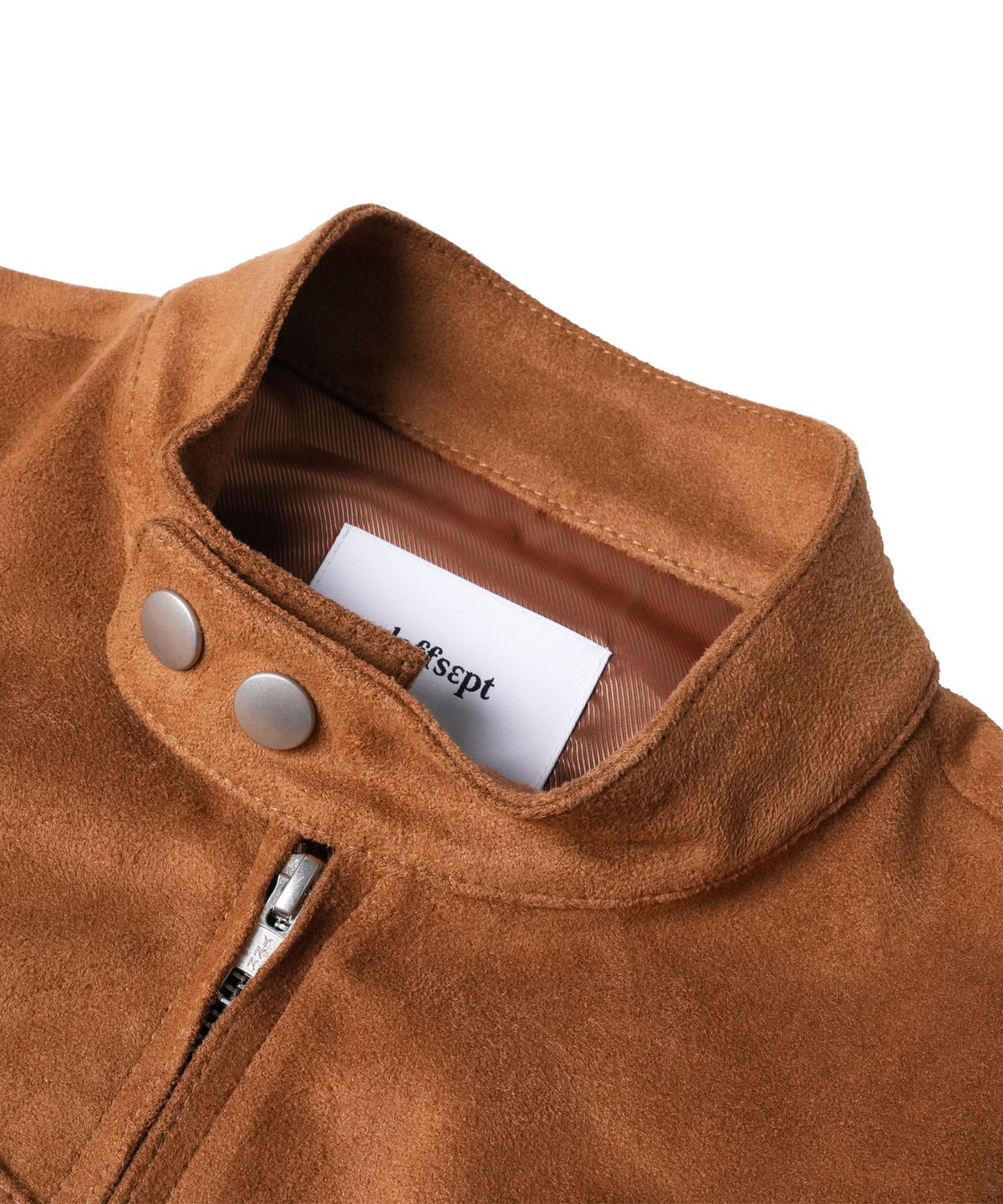 도프셉(DOFFSEPT) Vegan Leather Suede Racer Jacket in Camel