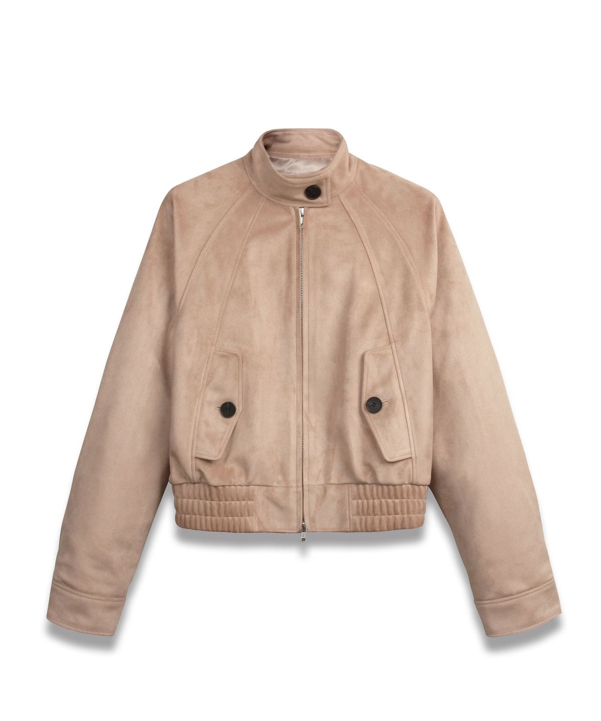 도프셉(DOFFSEPT) Vegan Leather Suede Harrington Jacket in Beige