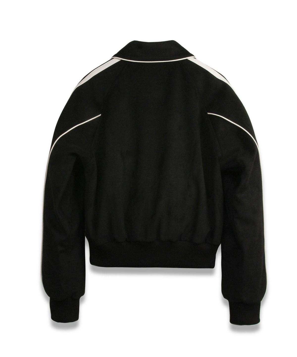 도프셉(DOFFSEPT) Vegan Leather Suede Varsity Jacket in Black