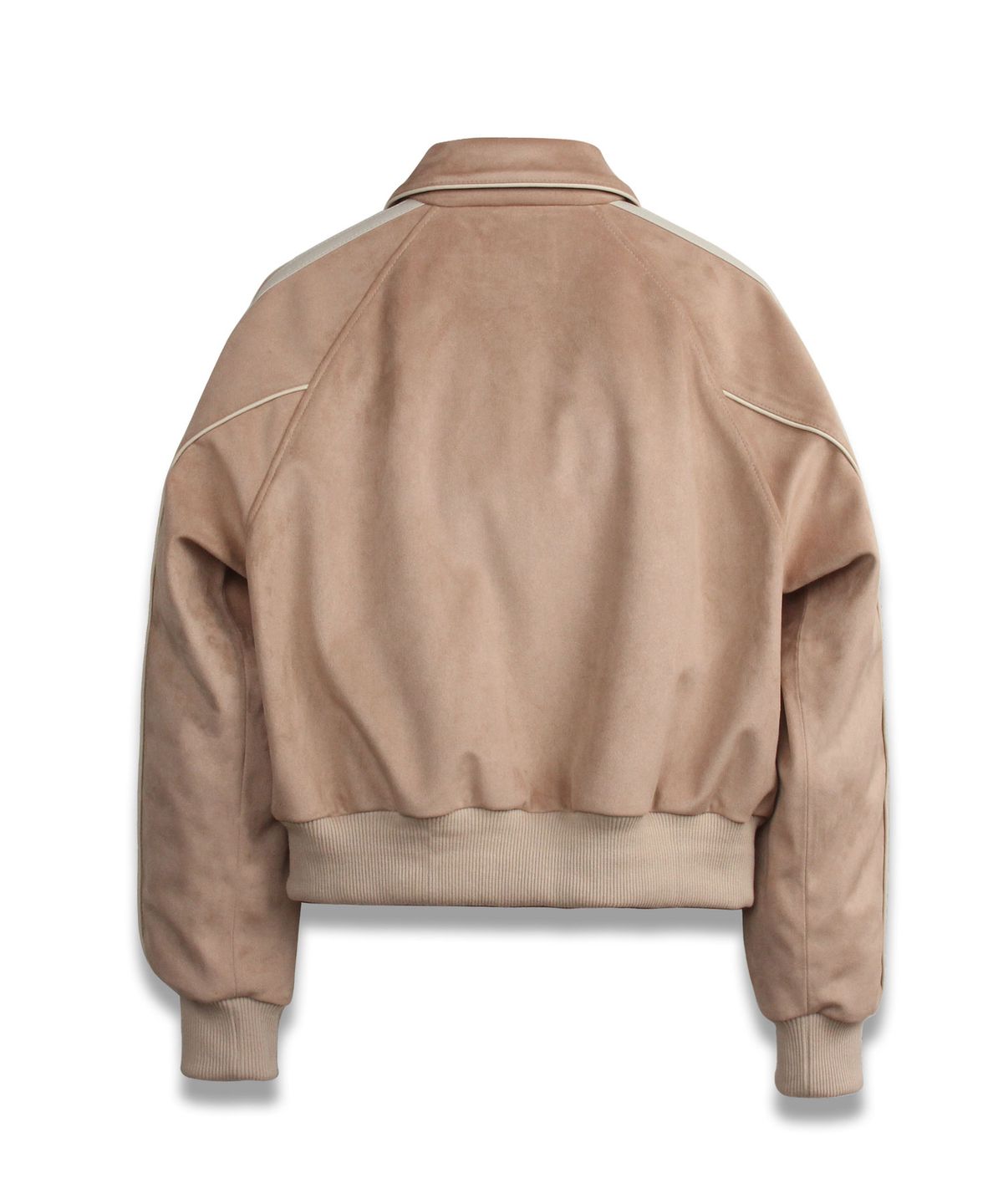 도프셉(DOFFSEPT) Vegan Leather Suede Varsity Jacket in Beige
