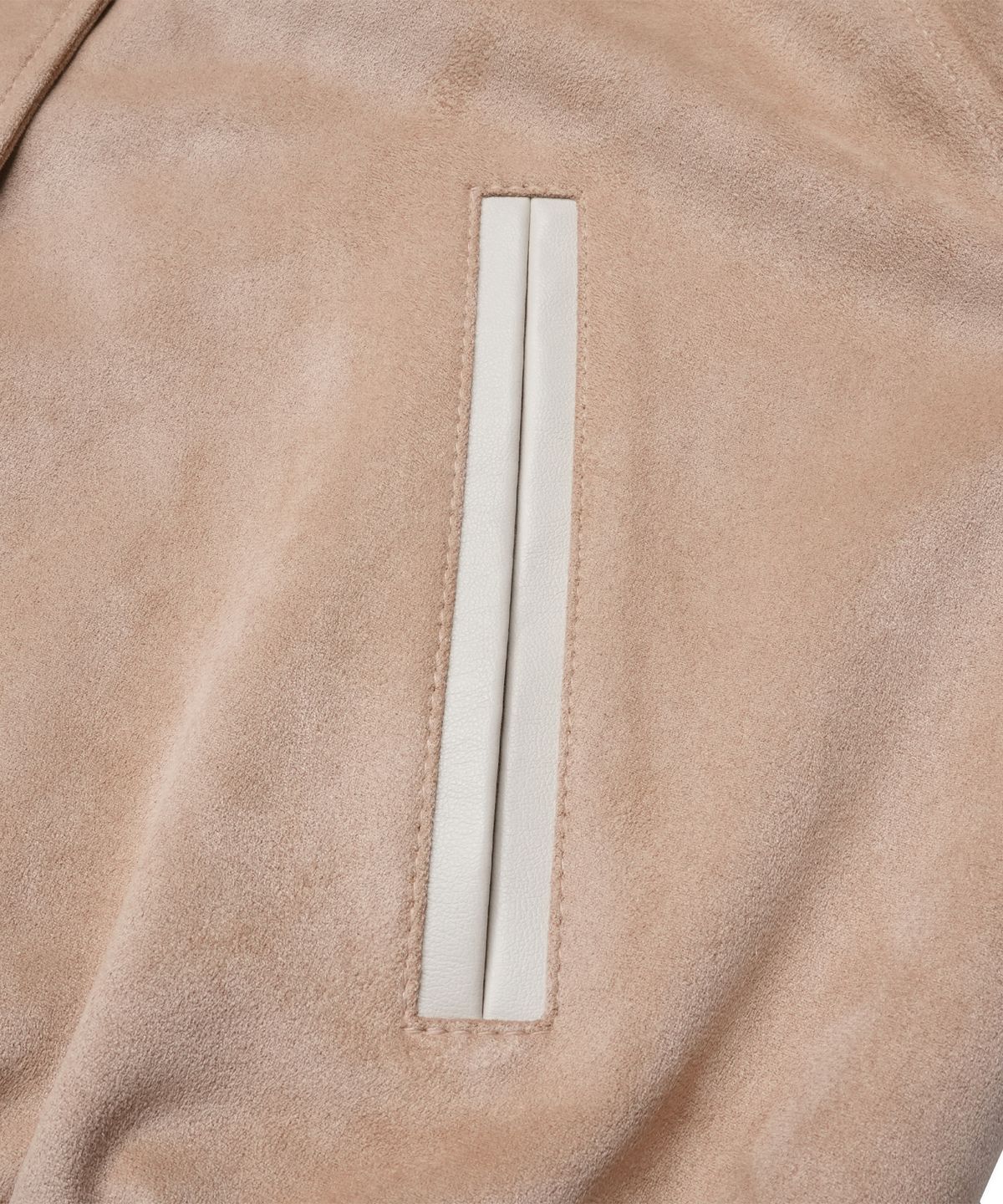 도프셉(DOFFSEPT) Vegan Leather Suede Varsity Jacket in Beige