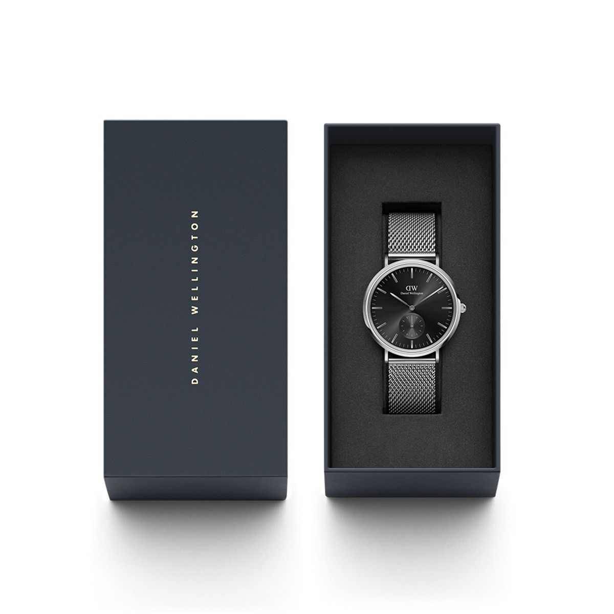 다니엘 웰링턴(DANIEL WELLINGTON) CLASSIC MULTI-EYE MESH ONYX 블랙다이얼 실버메탈시계