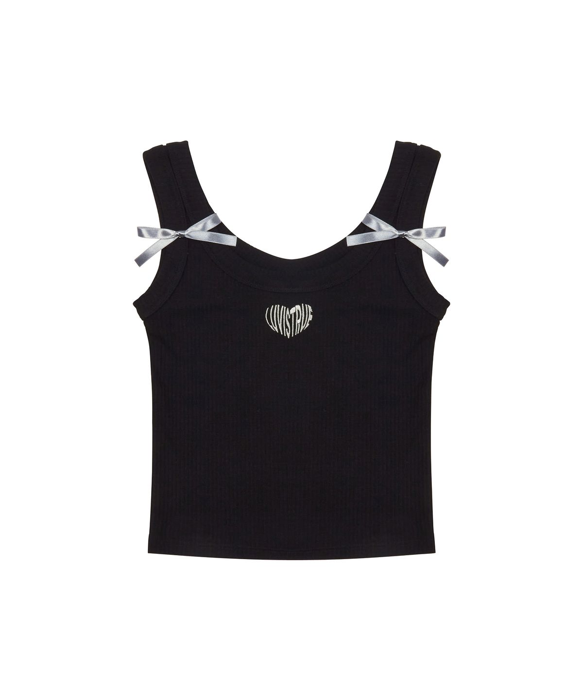 러브이즈트루(LUVISTRUE) HEART RIBBON TEE (BLACK)