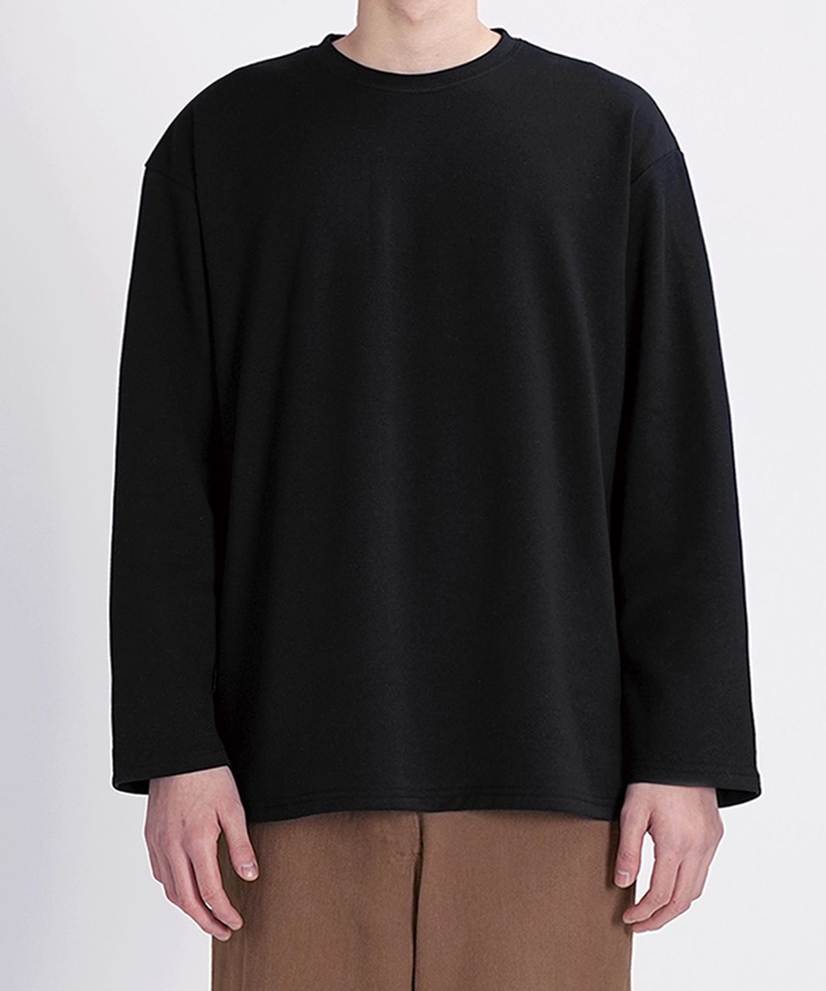 언더오프(UNDEROFF) 레이어드 크루넥 롱슬리브 무지 티셔츠 화이트