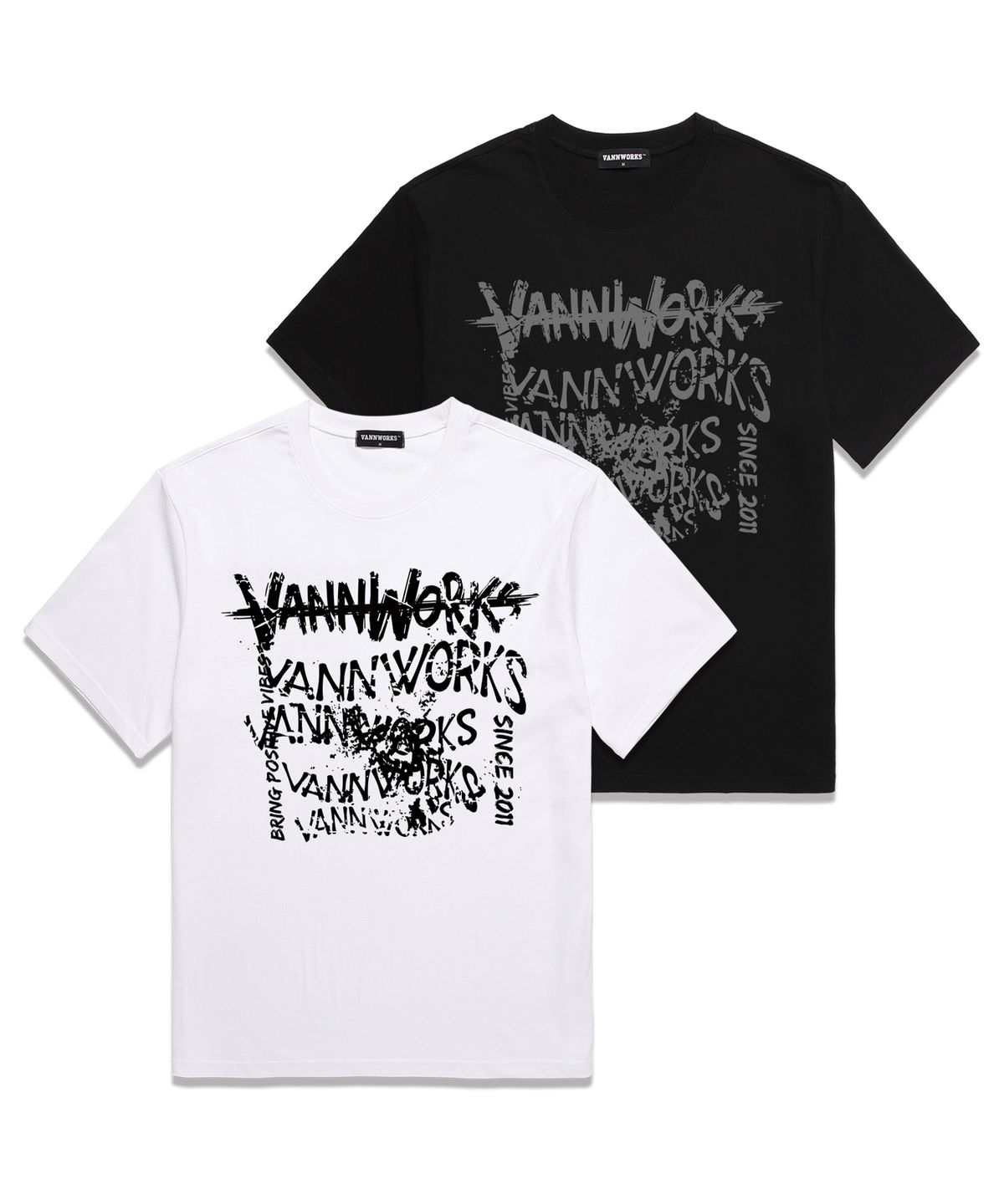 밴웍스(VANNWORKS) MESS LOGO 오버핏 반팔 티셔츠 (VS0082) 화이트