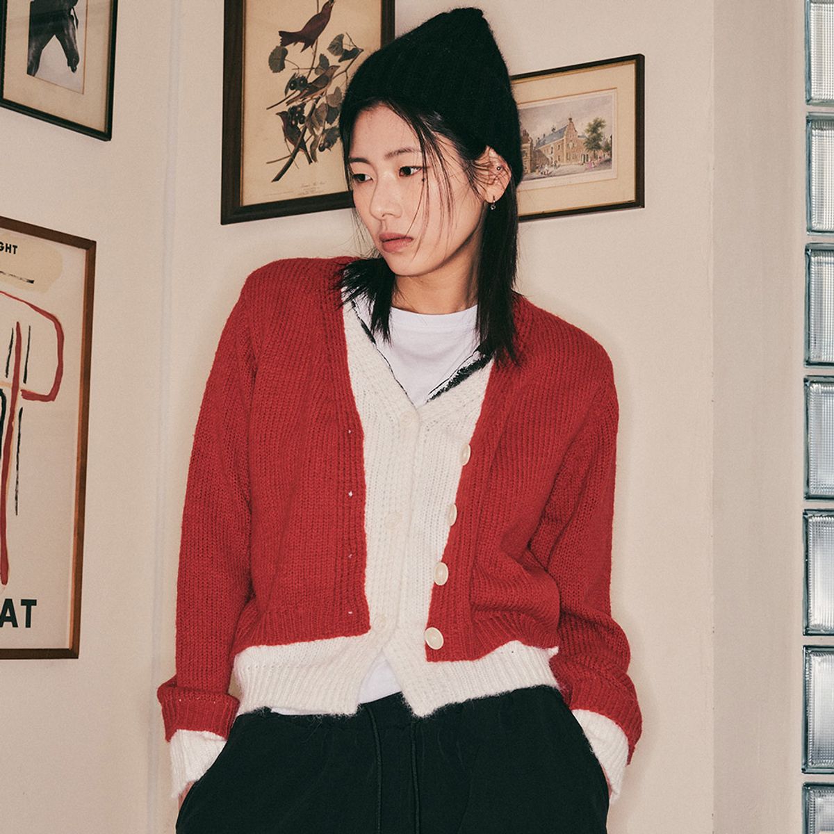 에이앤레이(AEIREI) AR_Fake layered vivid cardigan_3color