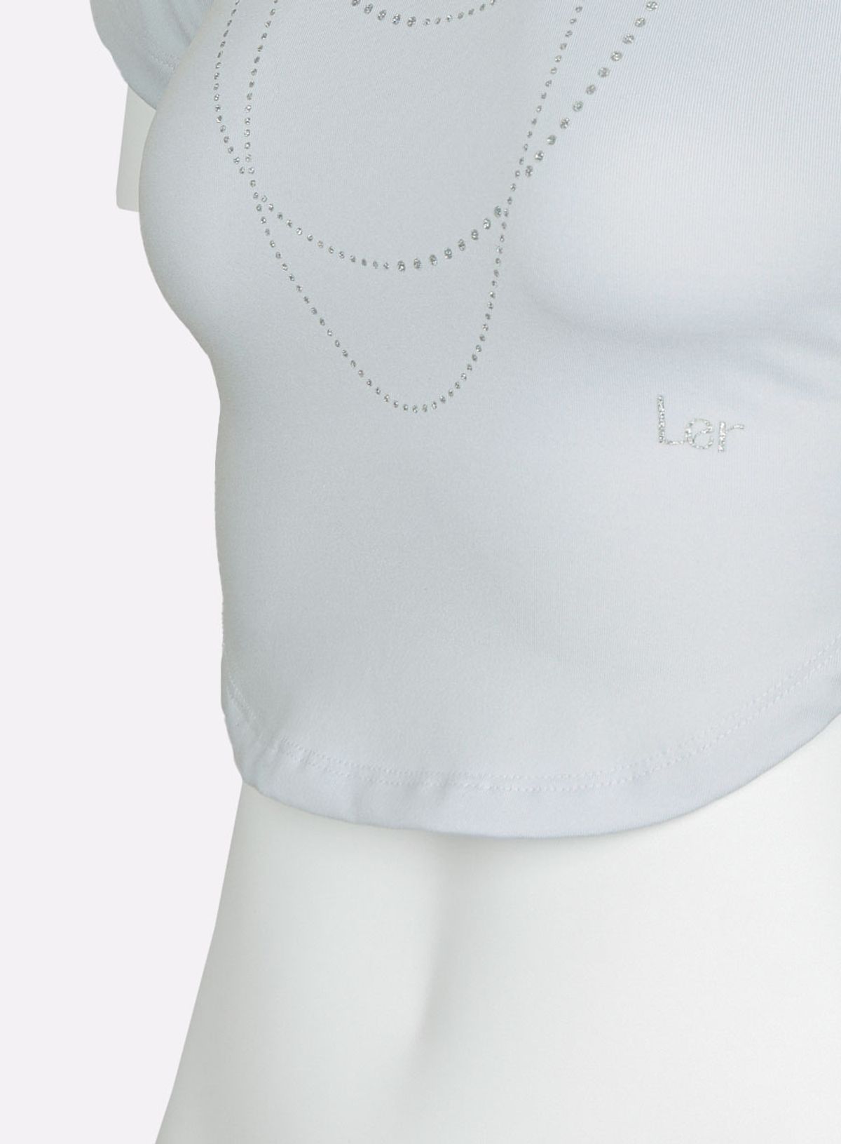 레르(LER) 네크리스 래글런 글리터 티셔츠 라이트그레이 L23TS04LG
