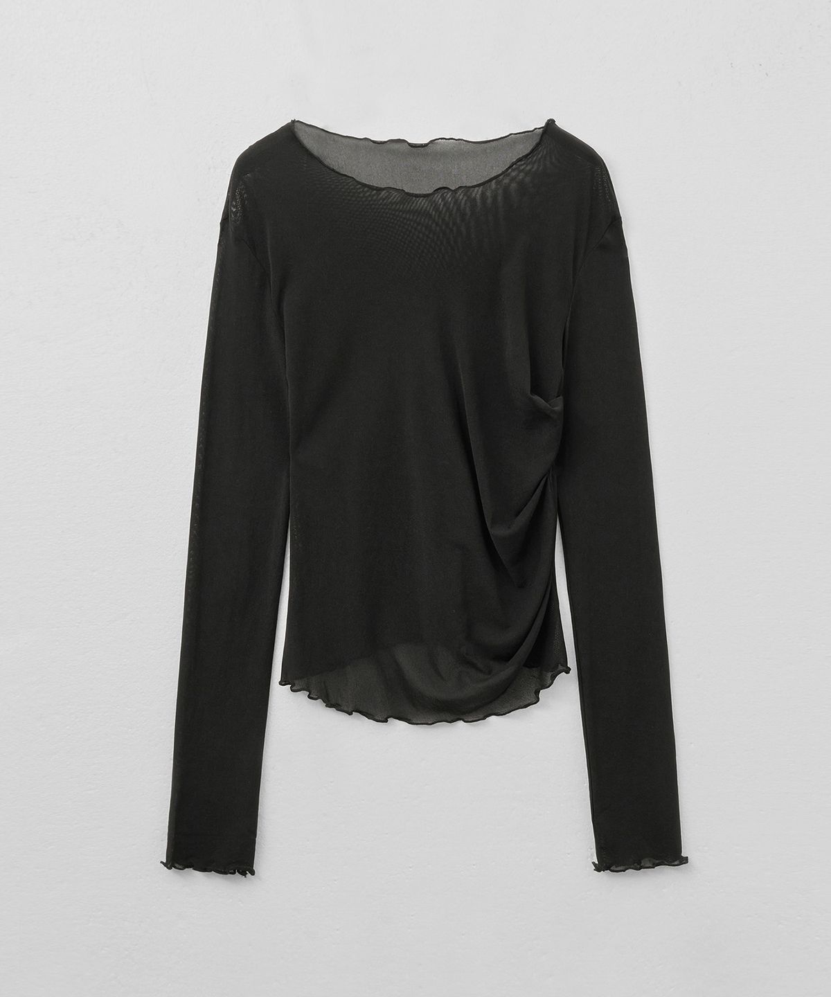 몽돌(MONGDOL) 사이드 셔링 메쉬 롱슬리브 블랙 MDTS061BLACK