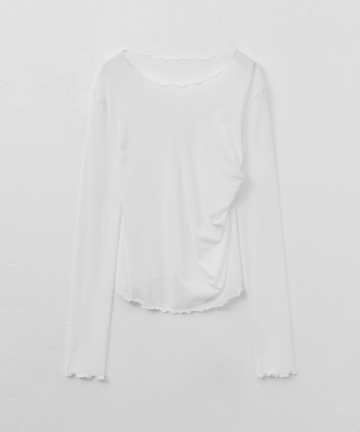 몽돌(MONGDOL) 사이드 셔링 메쉬 롱슬리브 아이보리 MDTS061IVORY
