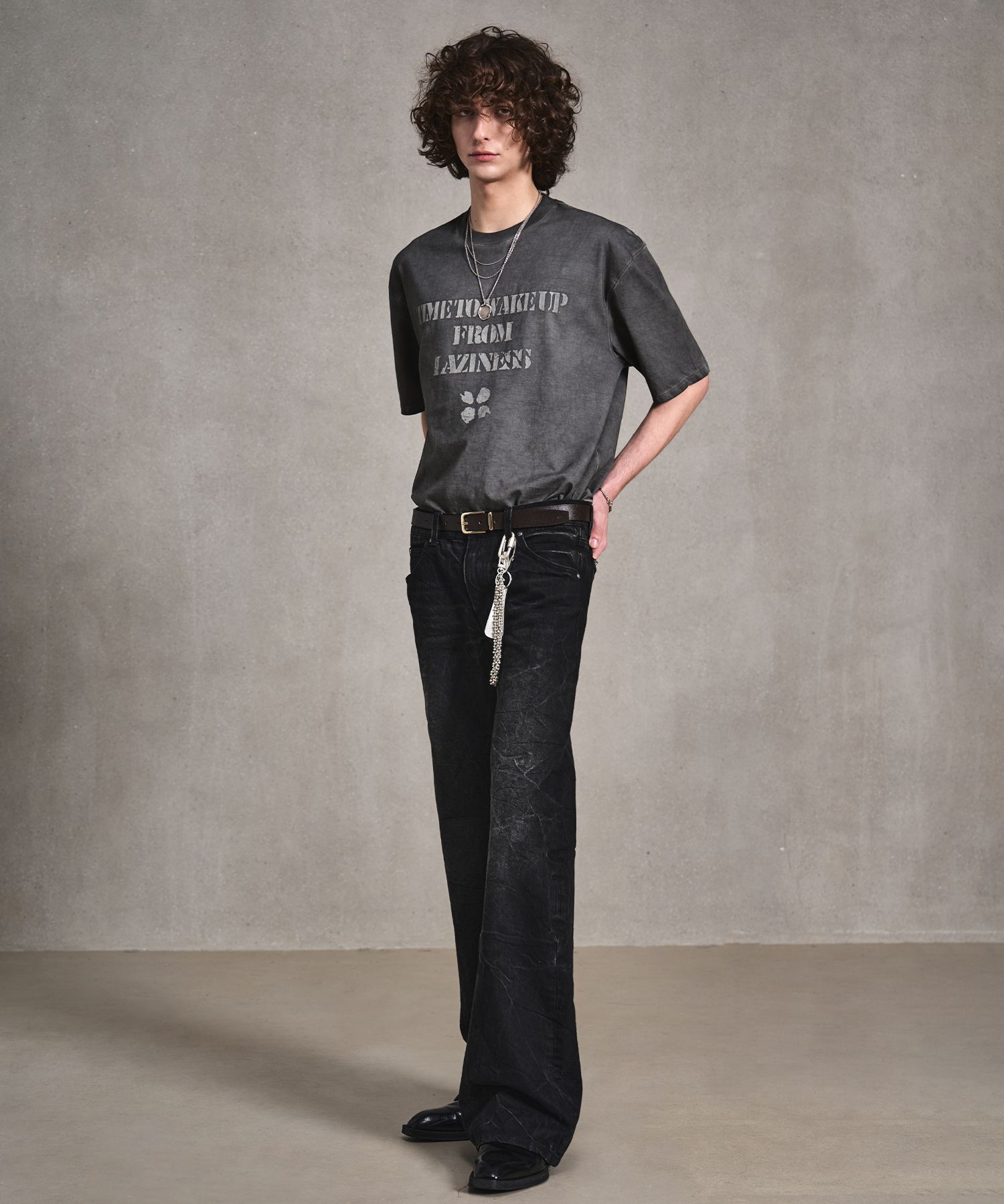 ★LMOOD★ Luna Garment Dying Half T-Shirt Charcoal L4AT0007C MUSINSA | LMOOD Luna Garment Dying Half T-Shirt Charcoal