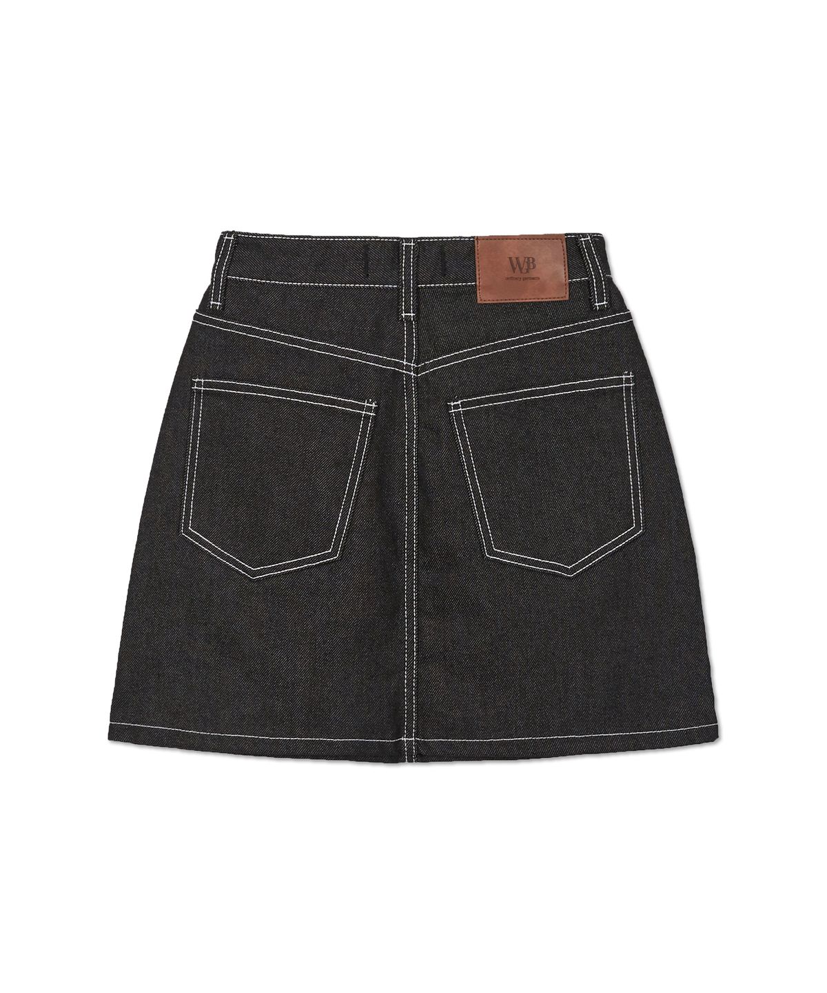 웨스트 그랜드 블러바드(WEST GRAND BOULEVARD) 콘트라스트 생지 데님 미니 스커트 BLACK INDIGO
