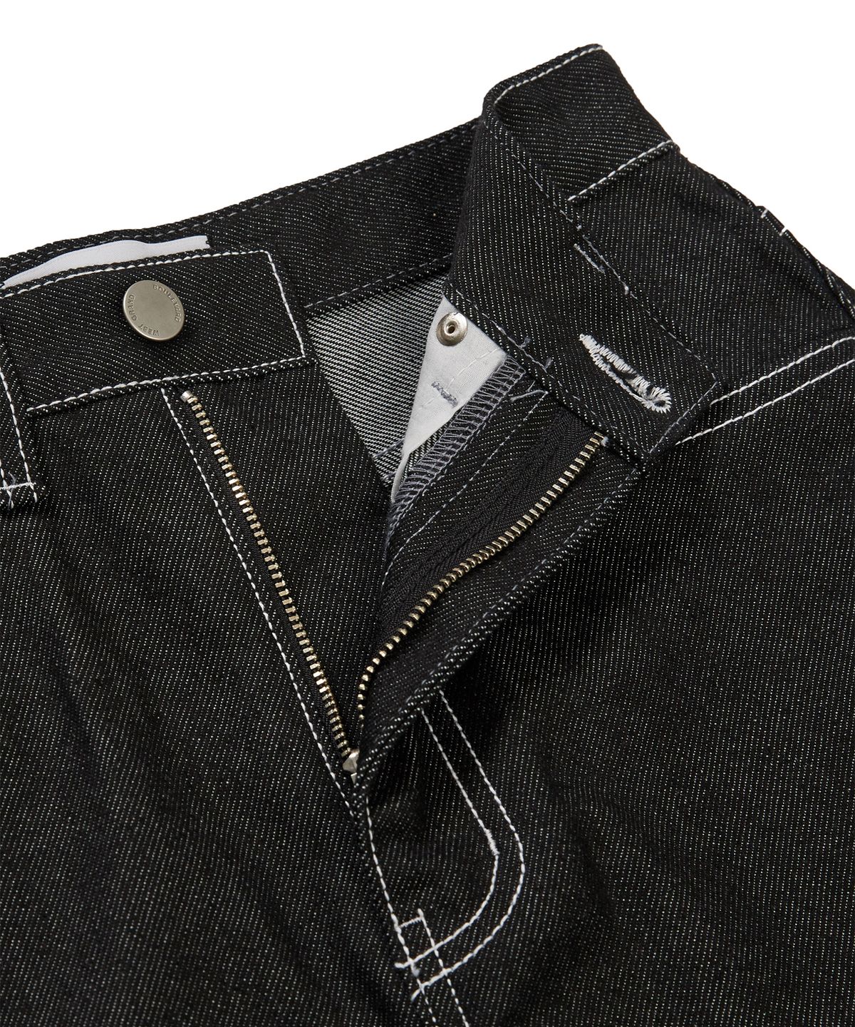 웨스트 그랜드 블러바드(WEST GRAND BOULEVARD) 콘트라스트 생지 데님 미니 스커트 BLACK INDIGO