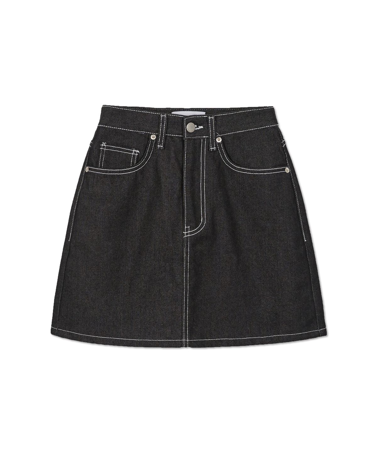 웨스트 그랜드 블러바드(WEST GRAND BOULEVARD) 콘트라스트 생지 데님 미니 스커트 BLACK INDIGO