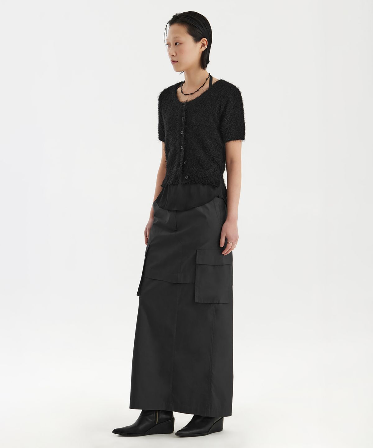 유스(YOUTH) Cargo Maxi Skirt - Charcoal Grey