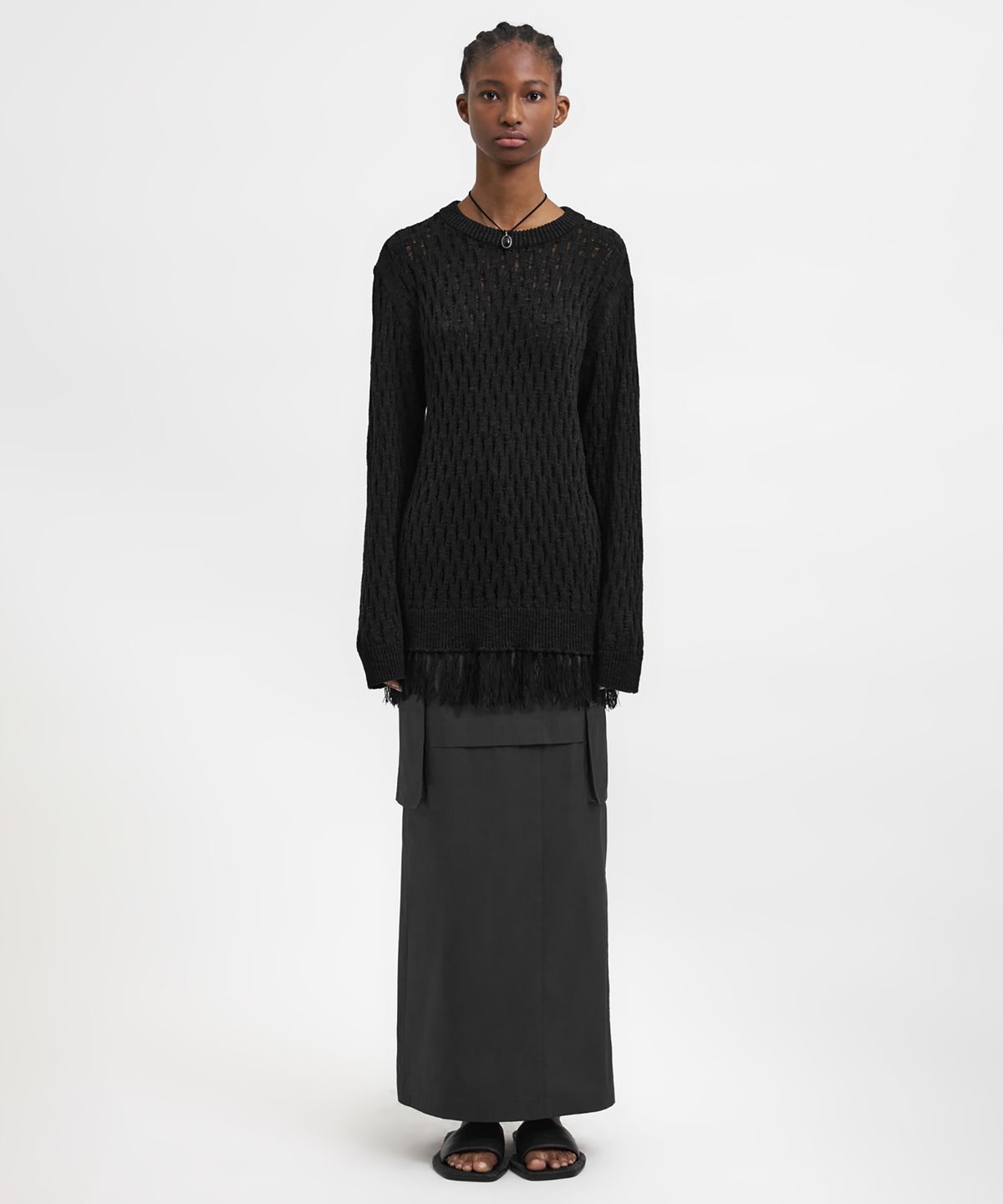 유스(YOUTH) Cargo Maxi Skirt - Charcoal Grey