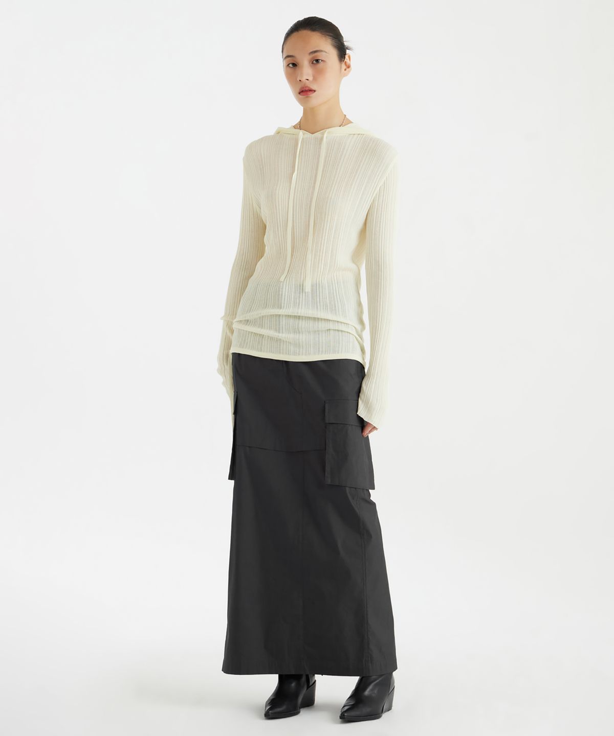 유스(YOUTH) Cargo Maxi Skirt - Charcoal Grey