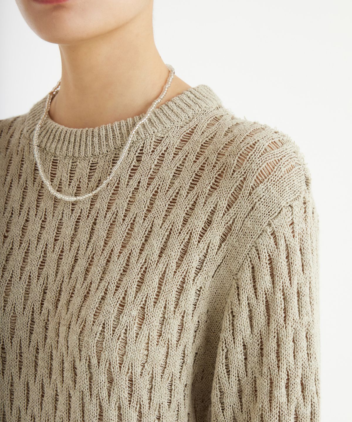 유스(YOUTH) Tassel Crewneck Knit Top - Sage Green
