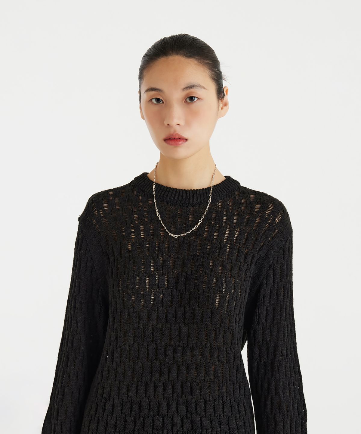 유스(YOUTH) Tassel Crewneck Knit Top - Black