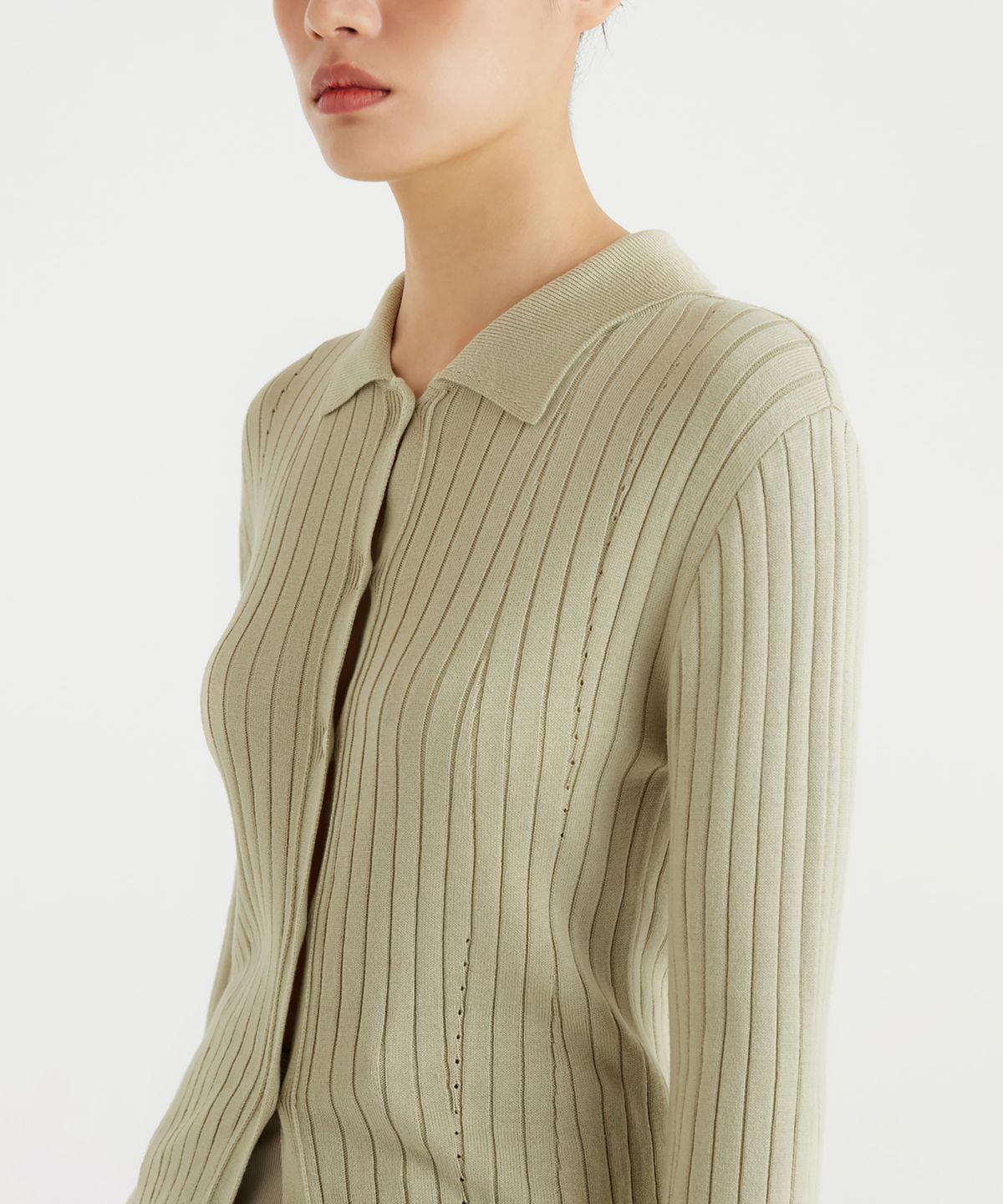 유스(YOUTH) Long-Line Knit Shirt - Light Green