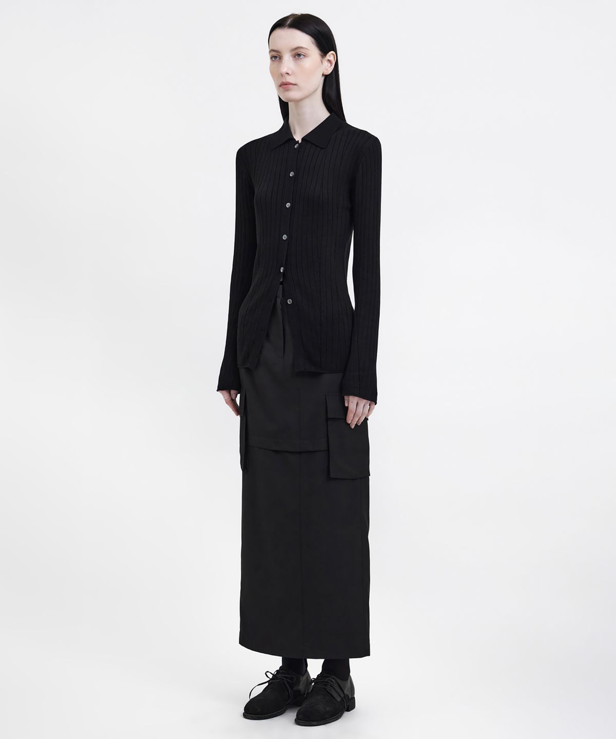 유스(YOUTH) Long-Line Knit Shirt - Black