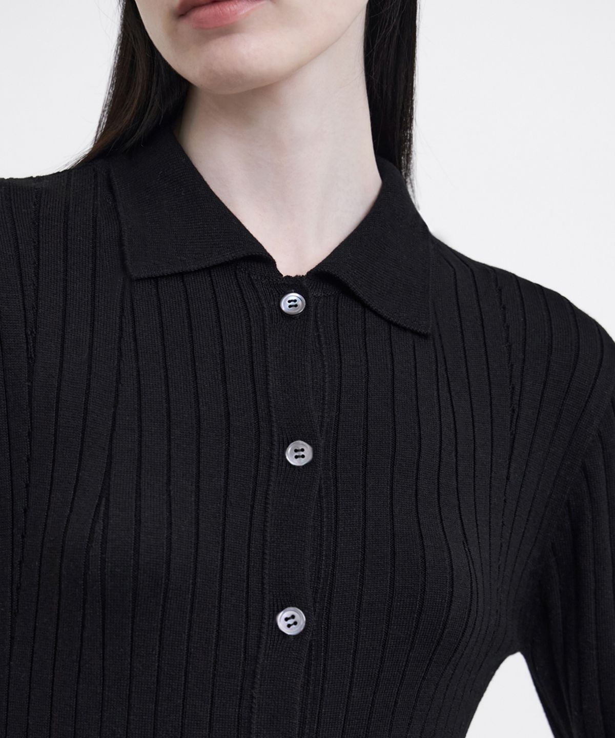 유스(YOUTH) Long-Line Knit Shirt - Black