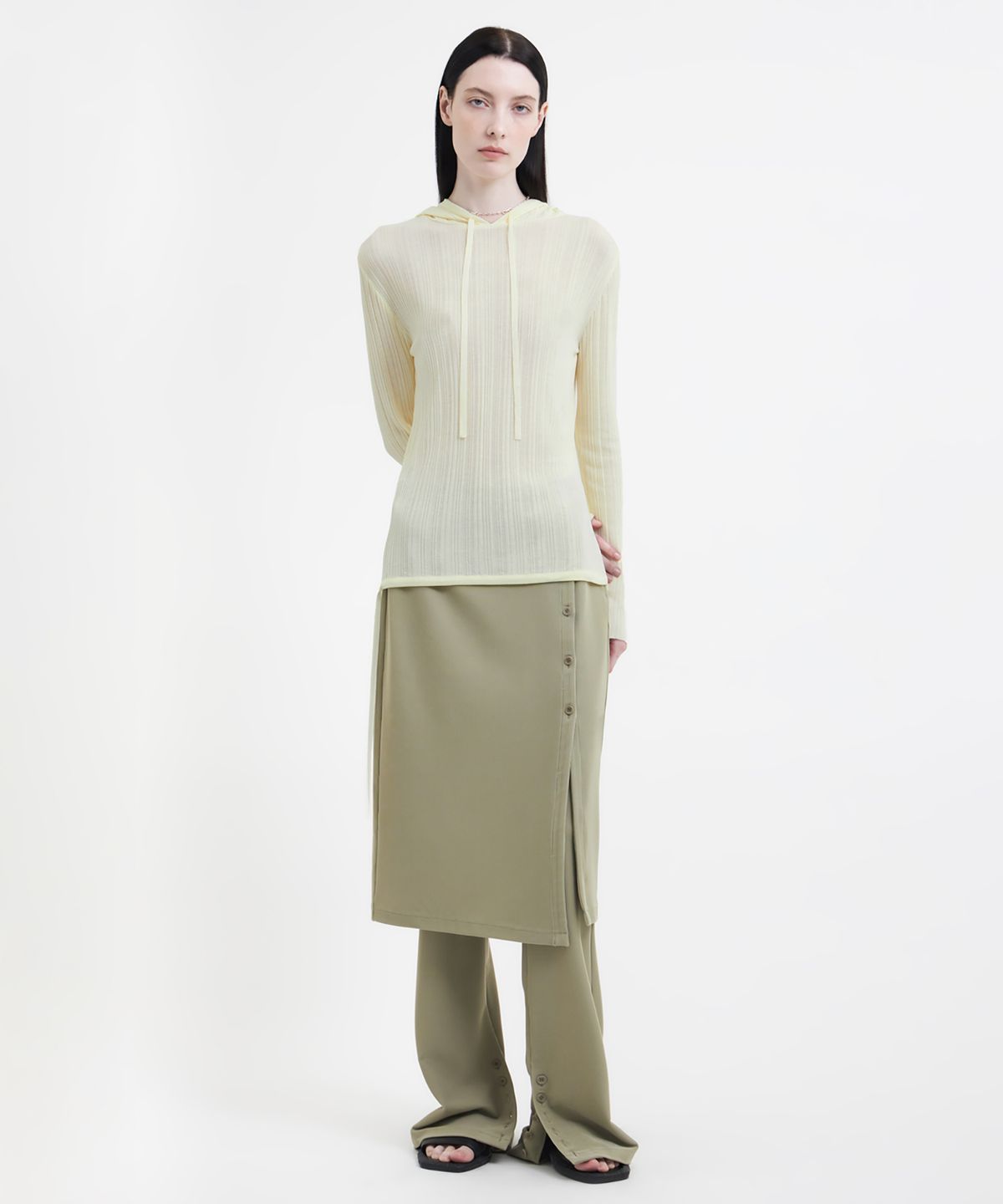 유스(YOUTH) Hooded Knit Top - Lemon