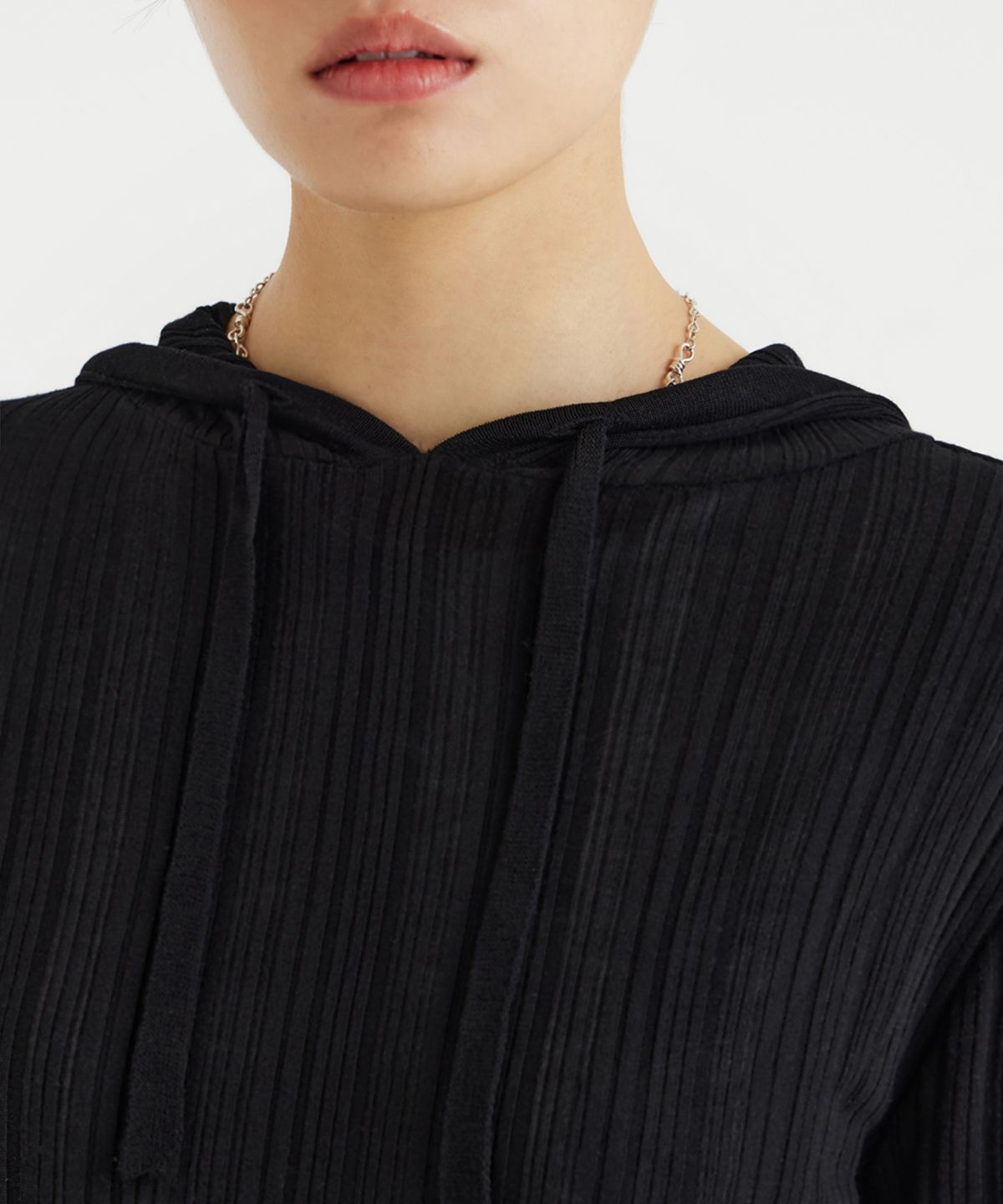 유스(YOUTH) Hooded Knit Top - Black