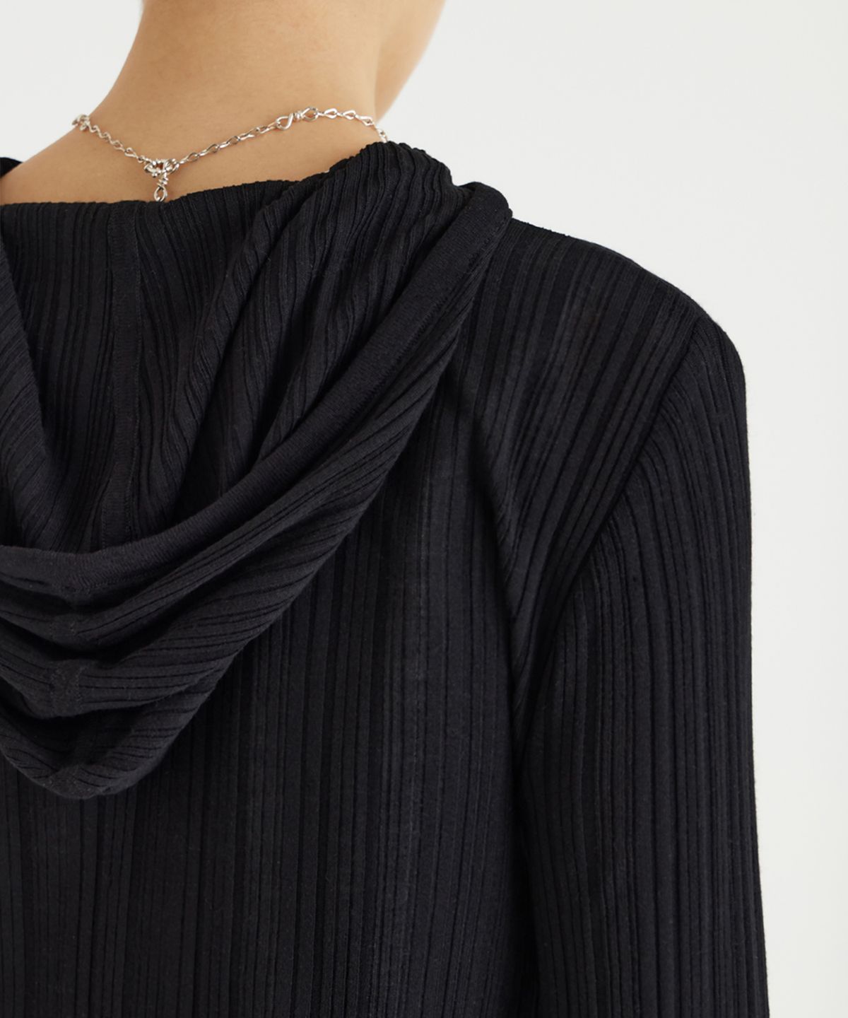 유스(YOUTH) Hooded Knit Top - Black
