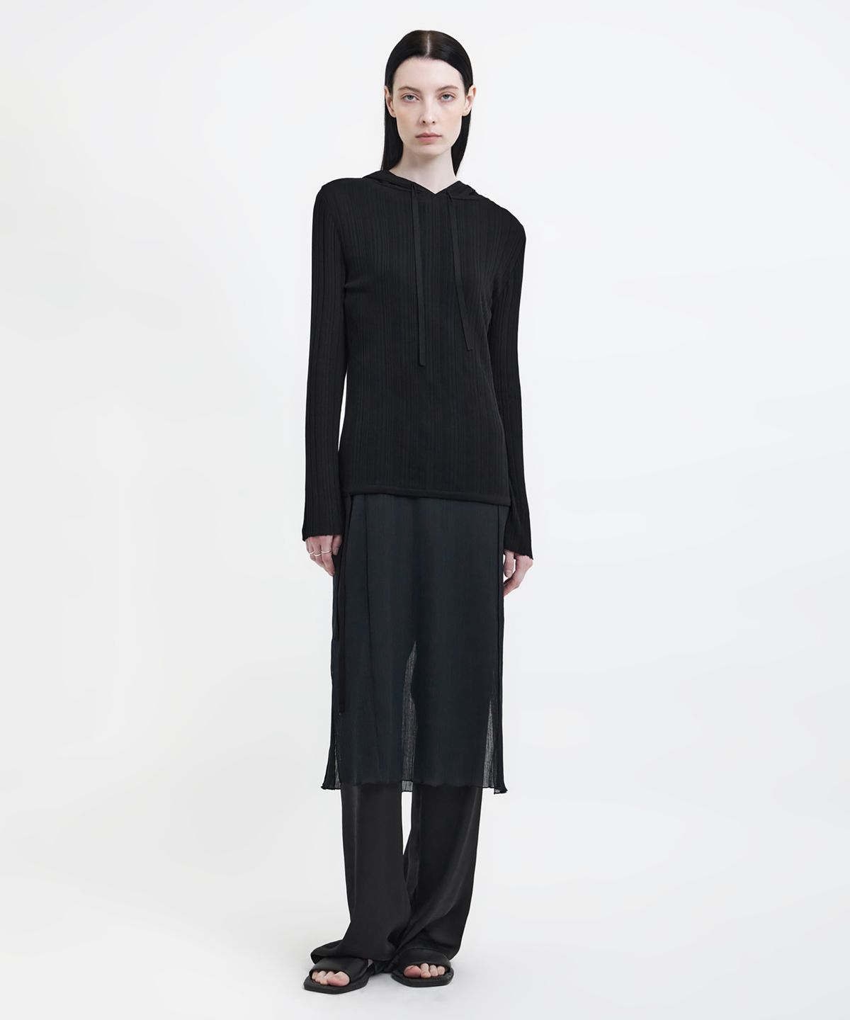 유스(YOUTH) Hooded Knit Top - Black