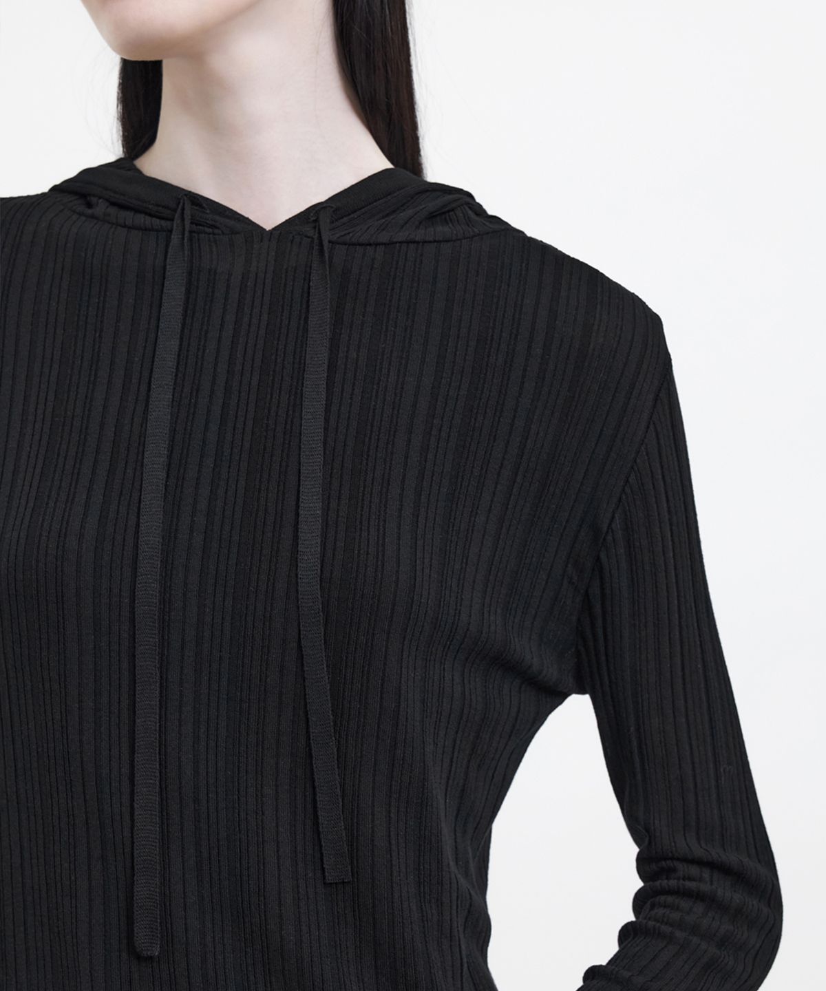 유스(YOUTH) Hooded Knit Top - Black