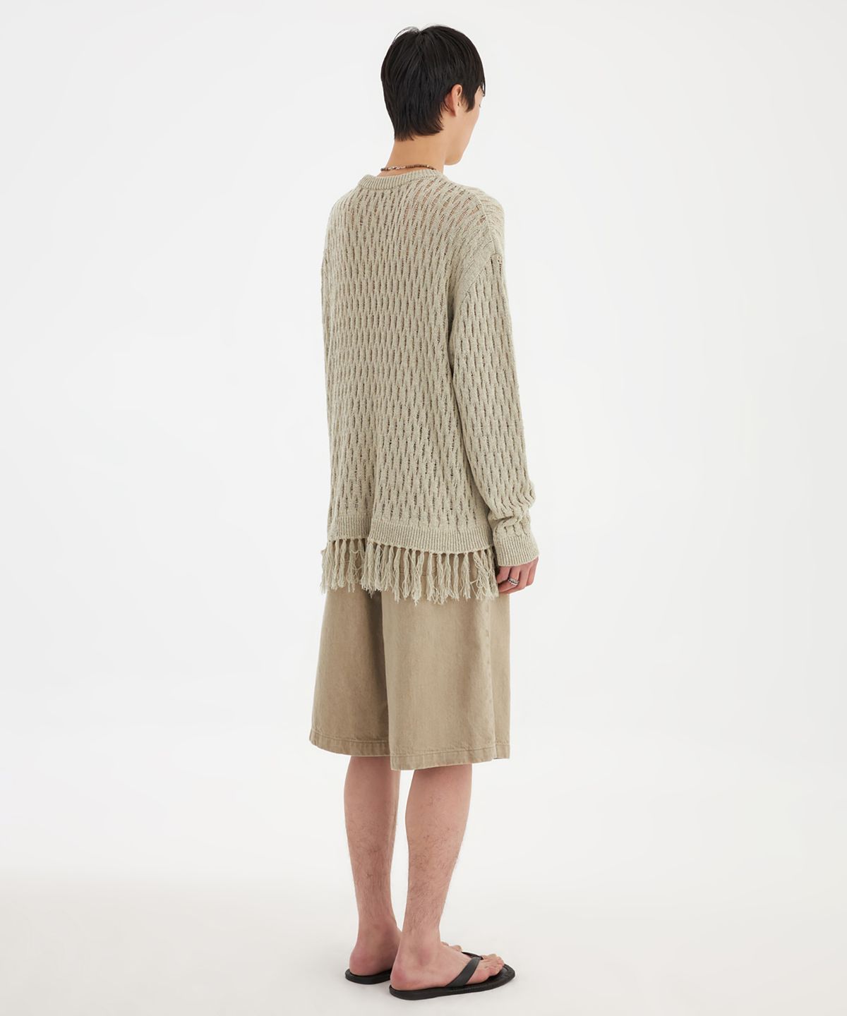 유스(YOUTH) Tassel Crewneck Knit Top - Sage Green