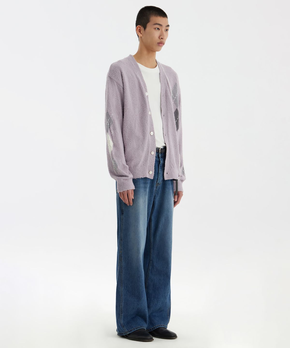 유스(YOUTH) Argyle Hand Stitch Knit - Lavender